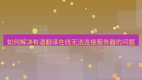 如何解决有道翻译在线无法连接服务器的问题